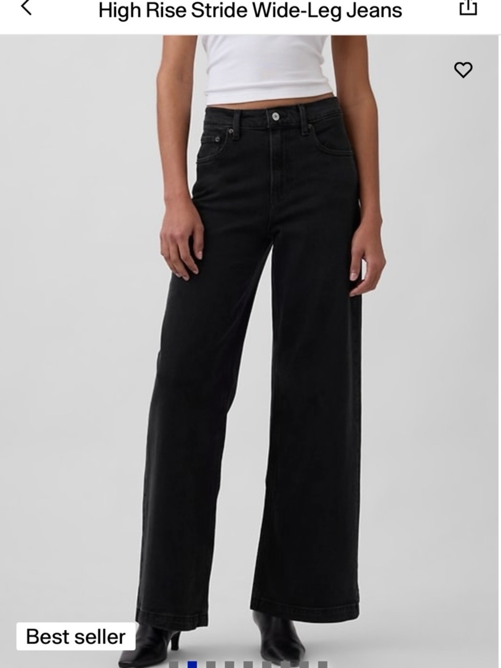 Gap High-Rise Wide-Leg Jeans - Black size 10 short